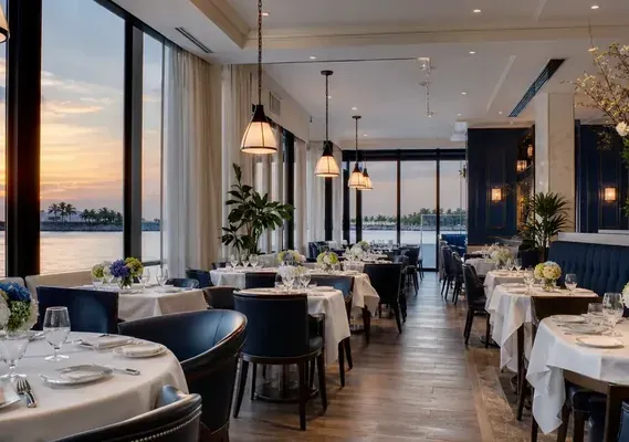 Elegant evening dining at Casegus riverside venue