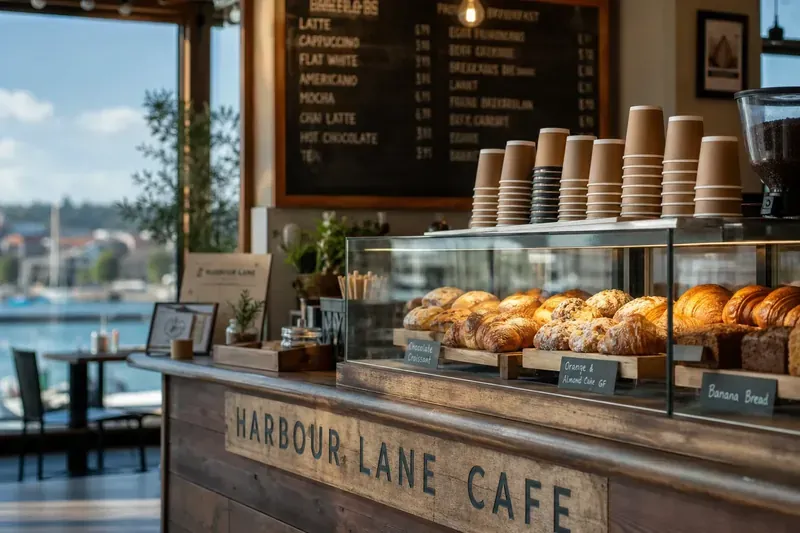 Harbour Lane Caf&eacute; counter and seating area