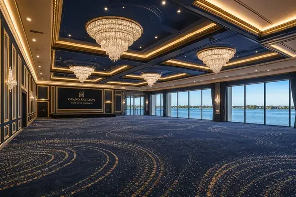 Grand Pavilion ballroom set for wedding reception