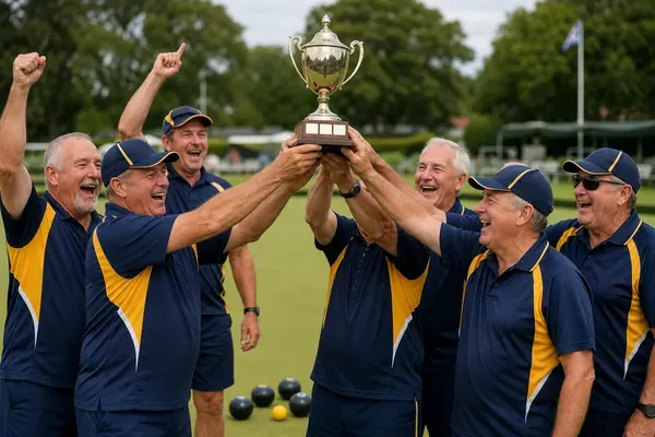 Casegus Hawks bowls team celebrating championship win