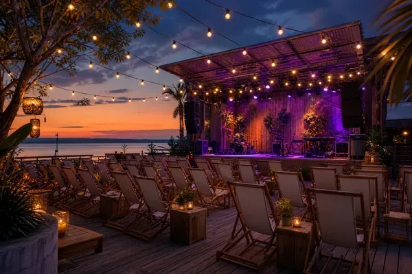 Summer concert series announcement on the club stage